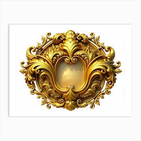 Gold Ornate Frame With Floral Motifs Art Print