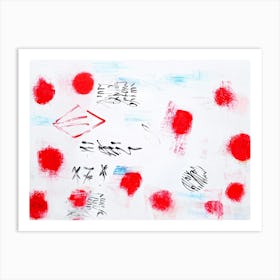 Abstract Digital Painting Featuring A Collection Of Circular And Oval Marks Crisp Handwritten Scrib (6) Art Print