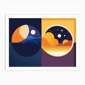 DAY AND NIGHT VECTOR ART 2 Art Print