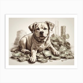 Dog With Money Art Print