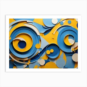 Abstract Blue And Yellow Wall Art Art Print