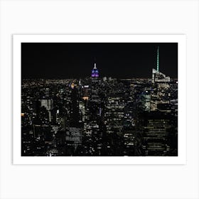 Night Light Skyscrapers Skyline New York City Nyc USA Art Print