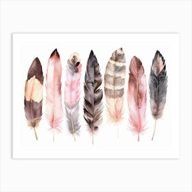 Watercolor Feathers Art Print