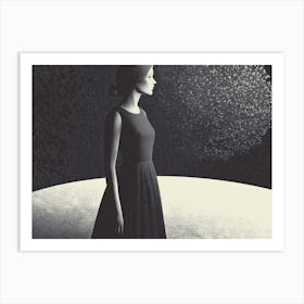 Woman In A Black Dress 1 Art Print