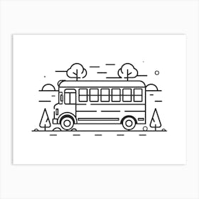 School Bus Line Art Art Print