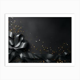 Black Ribbon With Gold Confetti Art Print