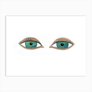 Blue Eye Contact In White Art Print