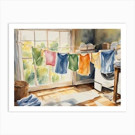 Dancing Laundry In A Sunlit Breeze Art Print