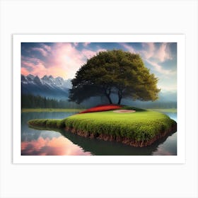 Tree On The Island Art Print