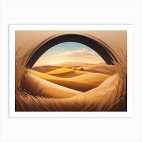 Brown Grain Field Landscape Art Print