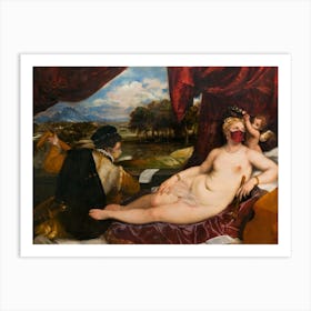 Venus And Cupid With A Lute Player Art Print