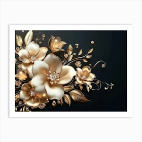 Gold Flowers 1 Art Print