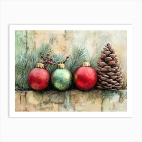 Intage Christmas Mixed Media 10 Art Print