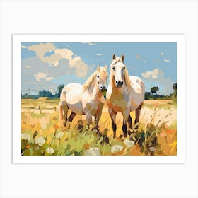 Horses Painting In Carmargue, France, Landscape 4 Art Print