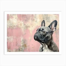 Minimal French Bulldog With Pink 3 Art Print