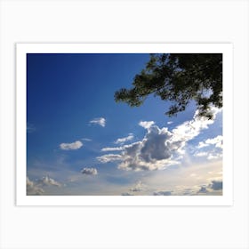 Blue Sky With Clouds and Tree Art Print