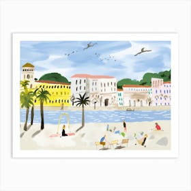 Trieste Italy Cute Watercolour Illustration 3 Art Print