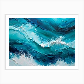 Abstract Turquoise Waves Cresting With A Tangible Sense Of Fresh Nautical Texture Imply Movement D (2) Art Print