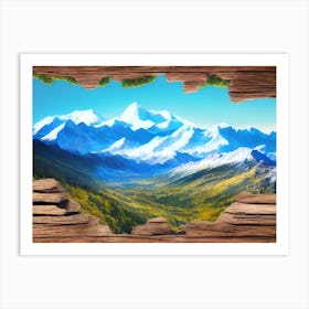 Mountain View From A Window Art Print