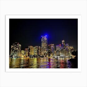 Miami Skyline At Night (Miami at Night Series) Art Print