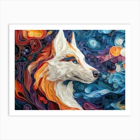 Husky Paper Quilling Dog Portrait Art Print