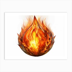 Flaming Crystal Orb With Floral Design Art Print