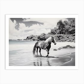 A Horse Oil Painting In Lanikai Beach Hawaii, Usa, Landscape 4 Art Print