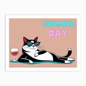 Summer Day Cat Art Print