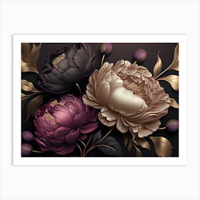Elegant Peony Flowers Art Print