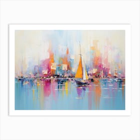 Sailboats In The Harbor 1 Art Print