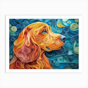 Irish Setter Paper Quilling Dog Portrait Art Print