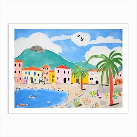 Reggio Calabria Italy Cute Watercolour Illustration 1 Art Print