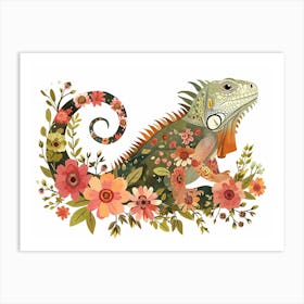 Little Floral Iguana 3 Art Print