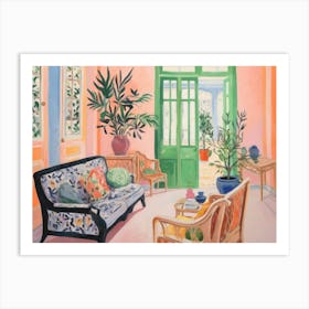 Living Room. Vintage Gouache Henry Matisse Style Interior Painting Art Print