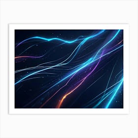 Abstract Blue, Orange And Purple Glowing Lines Art Print