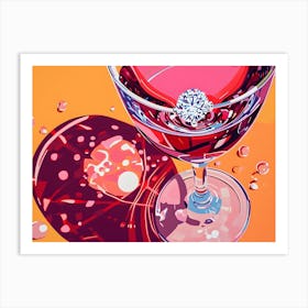 Wine Glass With Diamond Art Print