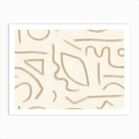 Bohemian Beige Abstract Painting Art Print