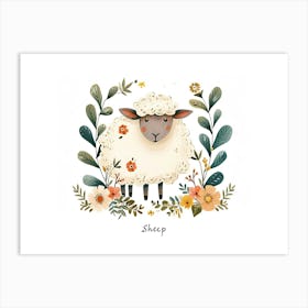 Little Floral Sheep 4 Poster Art Print