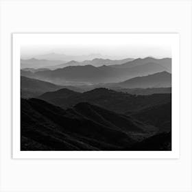 African Sunset In A Black And White Mountain Range Art Print