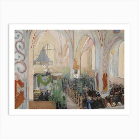 Midsummer Day Service In Lohja Church, 1899, By Magnus Enckell Art Print