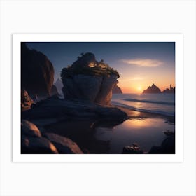 Coastline At Dusk Art Print