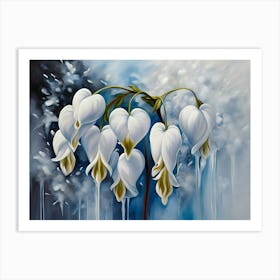 White  Bleeding Hearts - Ai Art Print