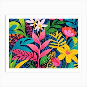 Tropical Plants Seamless Pattern Art Print