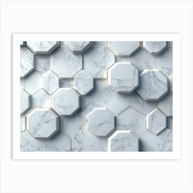 3d Hexagonal Marble Abstract Geometric Shapes Art Print