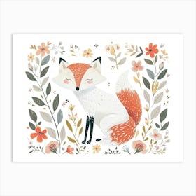 Little Floral Arctic Fox 1 Art Print