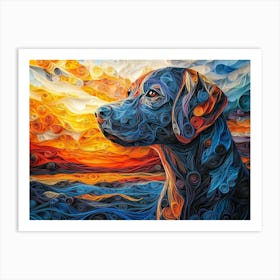 Labrador Retriever Paper Quilling Dog Portrait Art Print