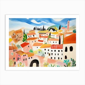 Perugia Italy Cute Watercolour Illustration 4 Art Print