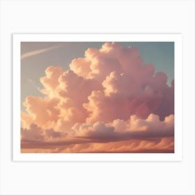 A Beautiful And Dramatic Shot Of A Large, Fluffy Cloud Formation Against A Warm, Sunset Sky Art Print