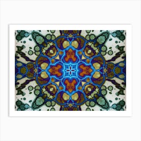 Blue Watercolor Flower Pattern Art Print