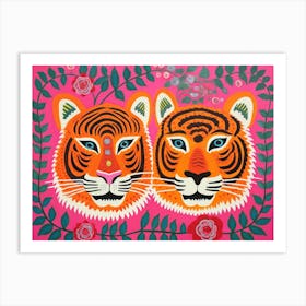 Bengal Tiger 2 Folk Style Animal Illustration Art Print